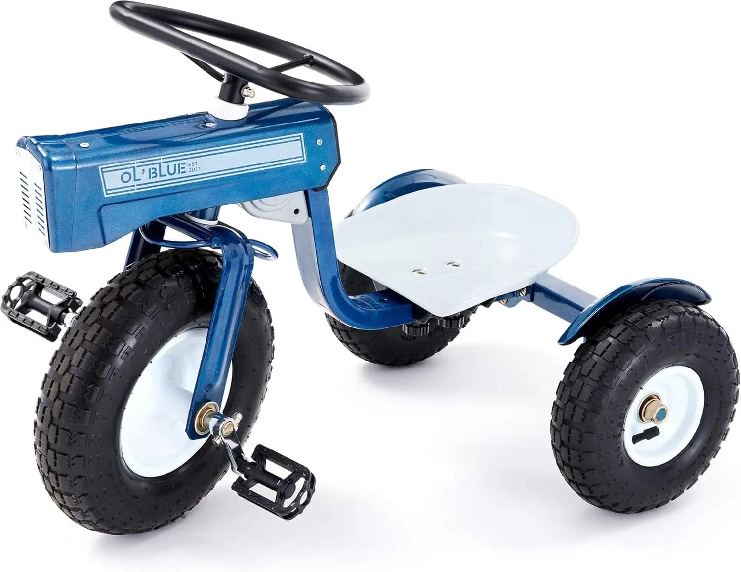 Triciclo Trattore Cavalcabile per Bambini, Sedile e Ruote Regolabili per Età 2-5 Anni, Bicicletta Blu per Interni/Esterni