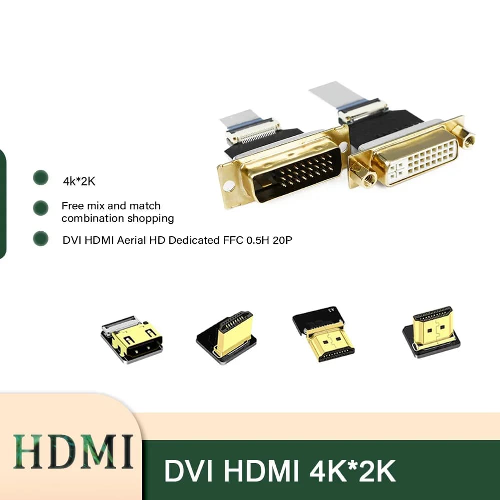 Fai da te 5CM-100CM DVI a Mini-HDMI Standard-HDMI FFC FPV piatto sottile cavo flessibile FPC DVI HDTV Monitor FPV fotografia aerea 4K * 2K