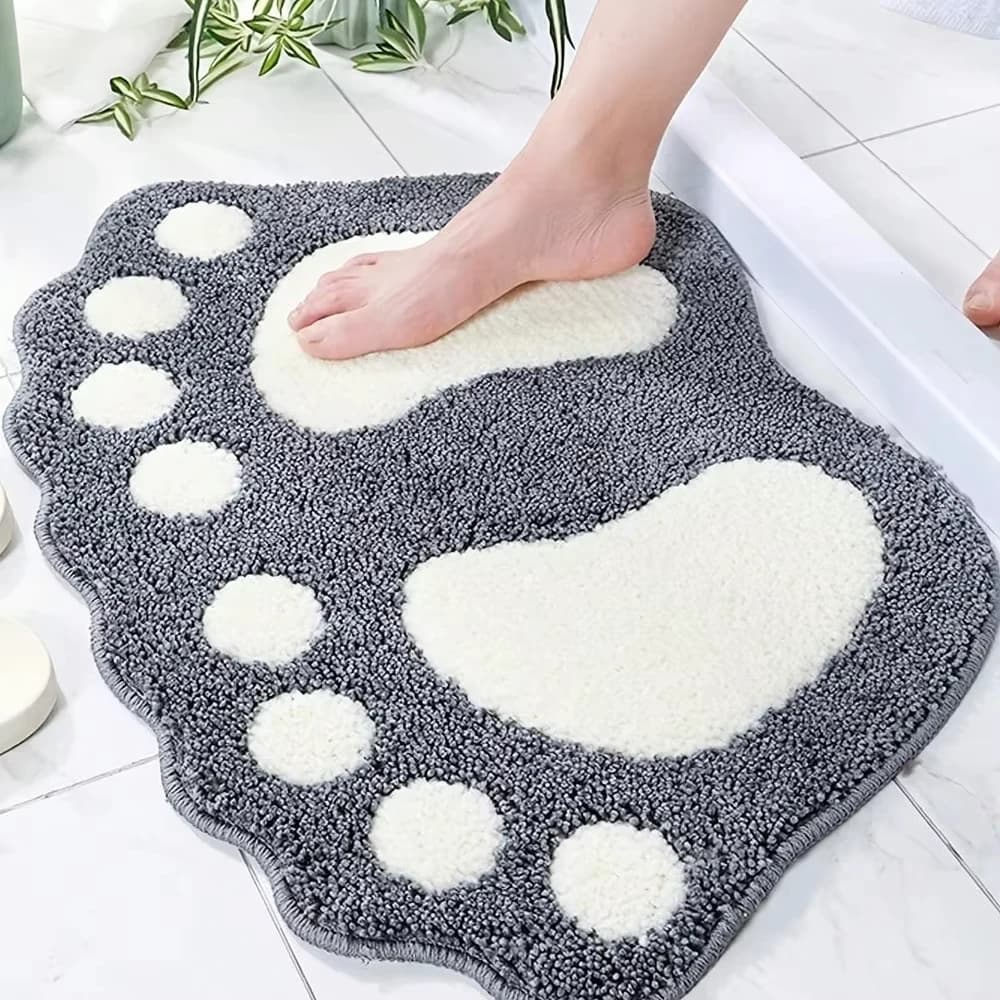 Vikamara Simpatico bagno con impronta in cashmere imitazione, tappetino per porta d'ingresso, tappeto decorativo per la casa che assorbe l'acqua e antiscivolo