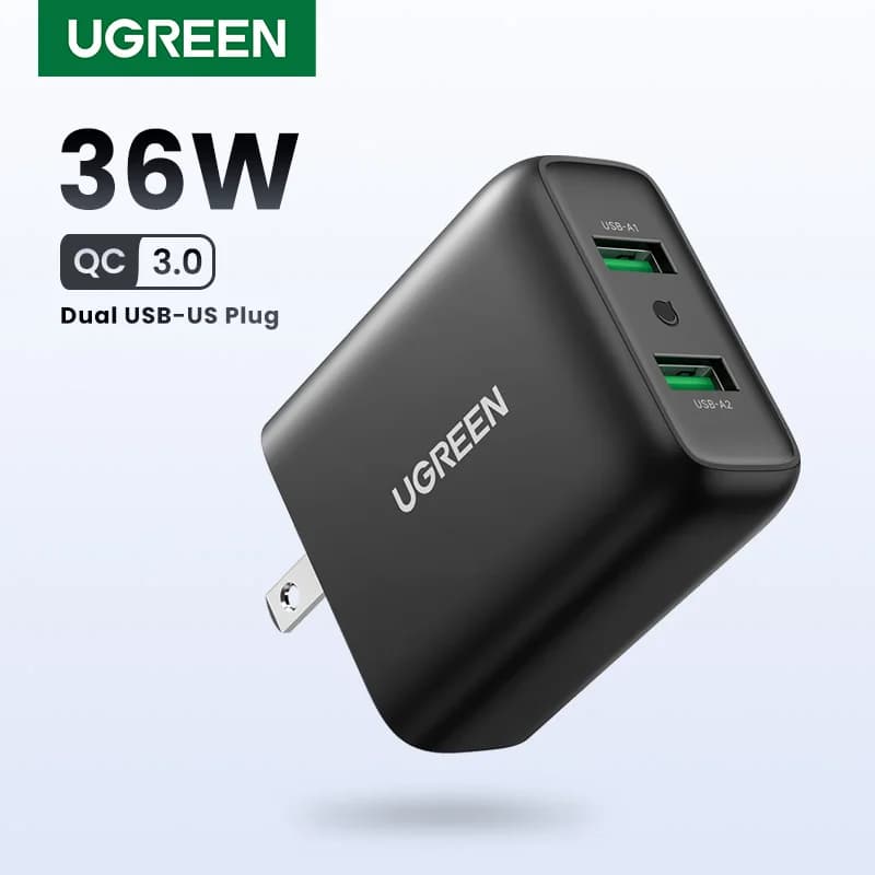 Inciba us plug】caricabatterie USB ugreen Quick Charge 3.0 adattatore per caricabatterie rapido 36W caricabatterie per cellulare QC3.0 per caricabatterie iPhone Samsung