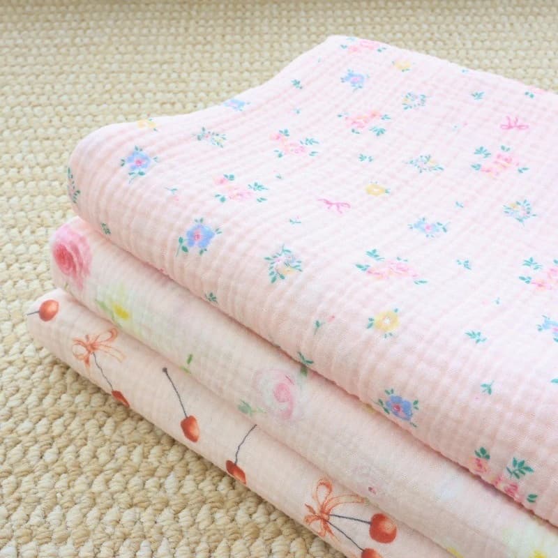135x50 cm cotone intrecciato doppio strato crepe floreale pigiama per bambini trapunta bavaglino asciugamano telo da bagno tessuto
