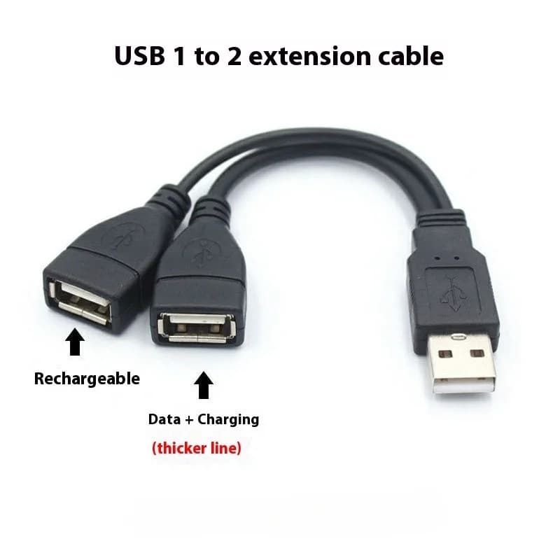 Cavo di prolunga USB 2.0 da 1 connettore maschio a 2 connettori femmina, cavo dati, adattatore di alimentazione, convertitore splitter, cavo USB 2.0 da 15/30 cm