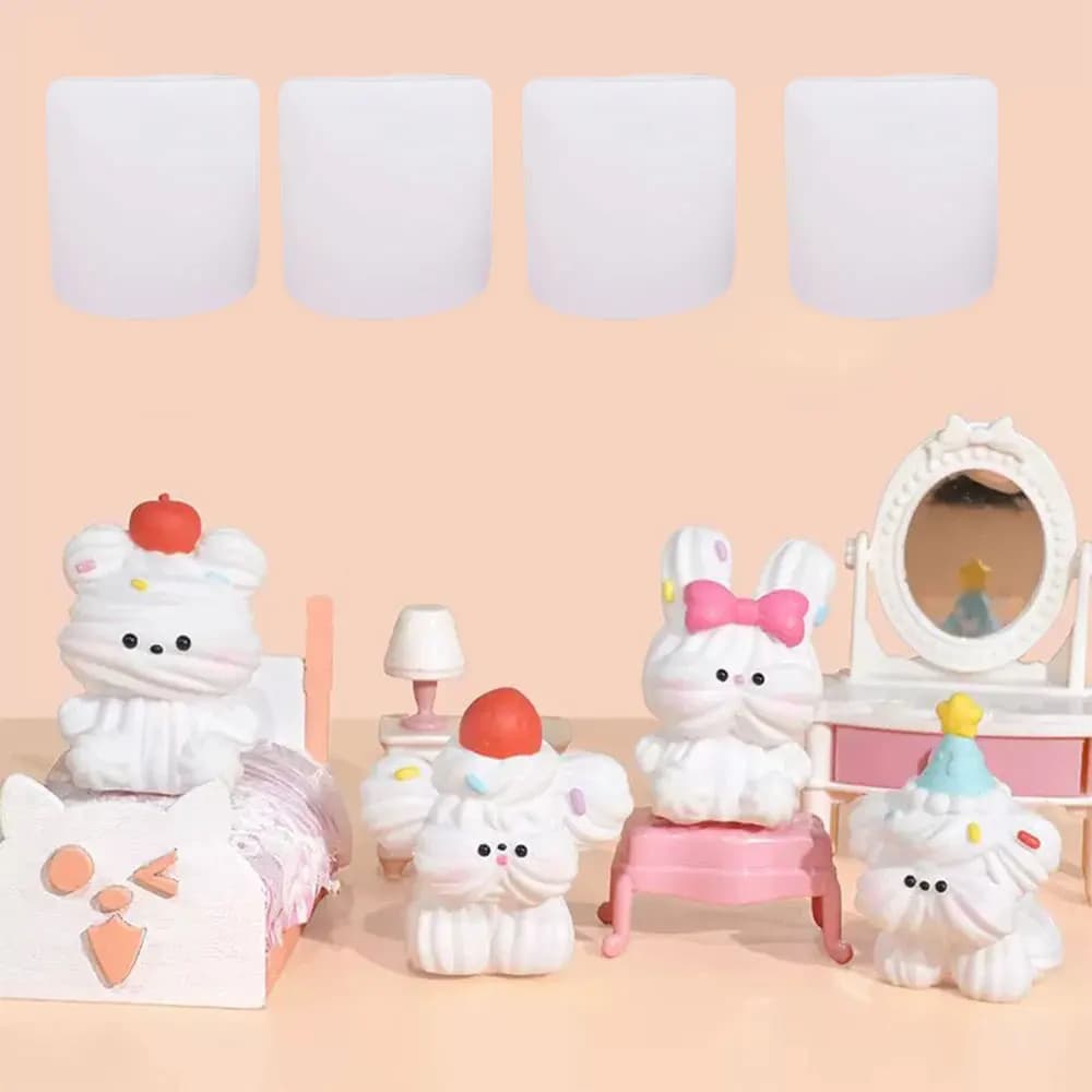 4 pz Carino Crema Orso Cane Stampo In Silicone FAI DA TE Aromaterapia Gesso Coniglietto Candela Sapone Argilla Stampo Mochi Squishy Giocattolo Stampi
