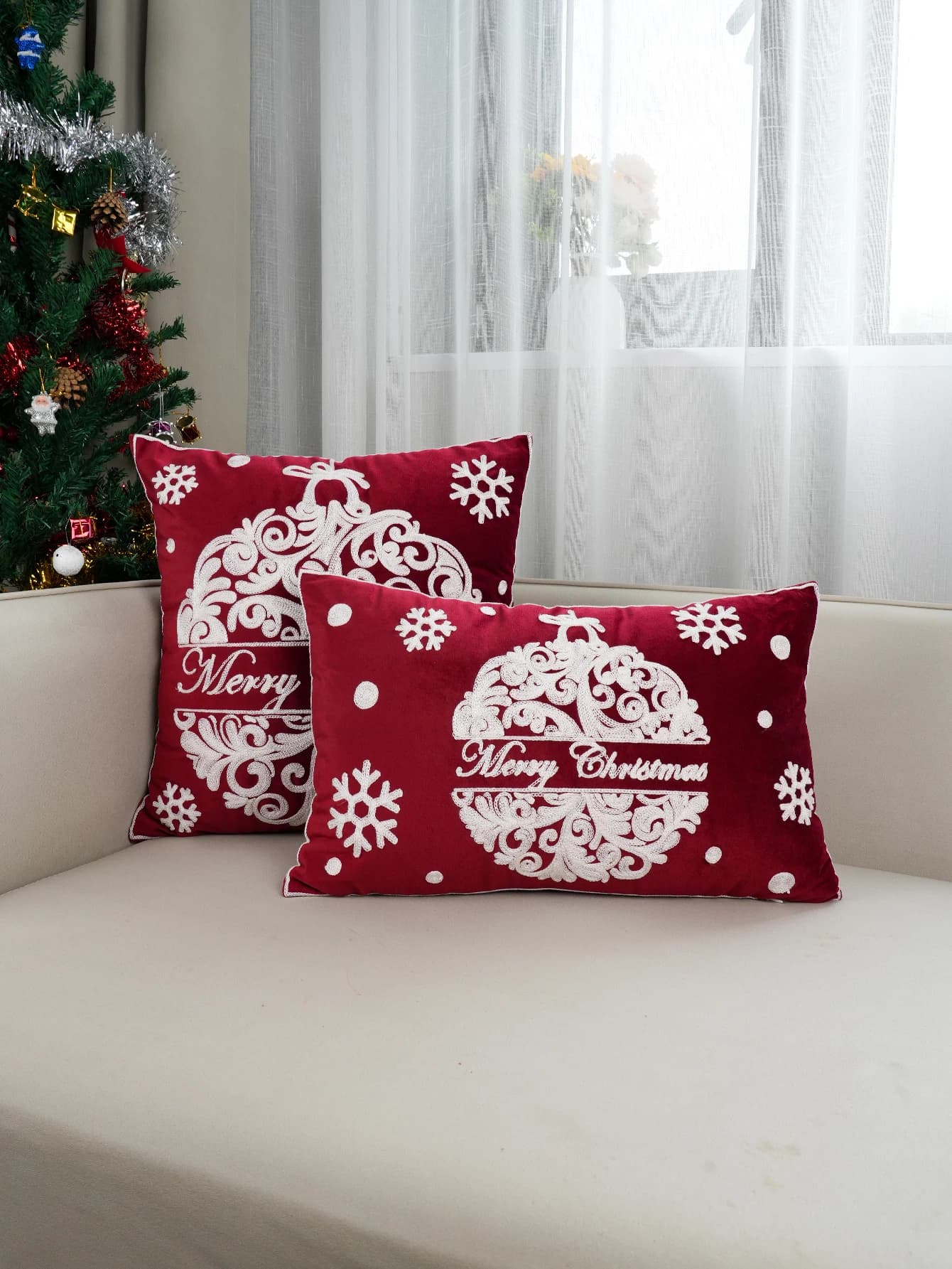 1pc rosso velluto olandese palla di natale ricamo cuscino federa, Multi-Size e Multi-Room comune