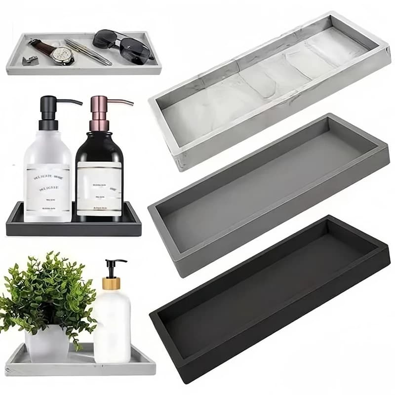 Vassoio porta sapone in silicone per bagno, vassoio portaoggetti per sapone liquido, spugna, profumo, candela, vassoio portaoggetti da appoggio