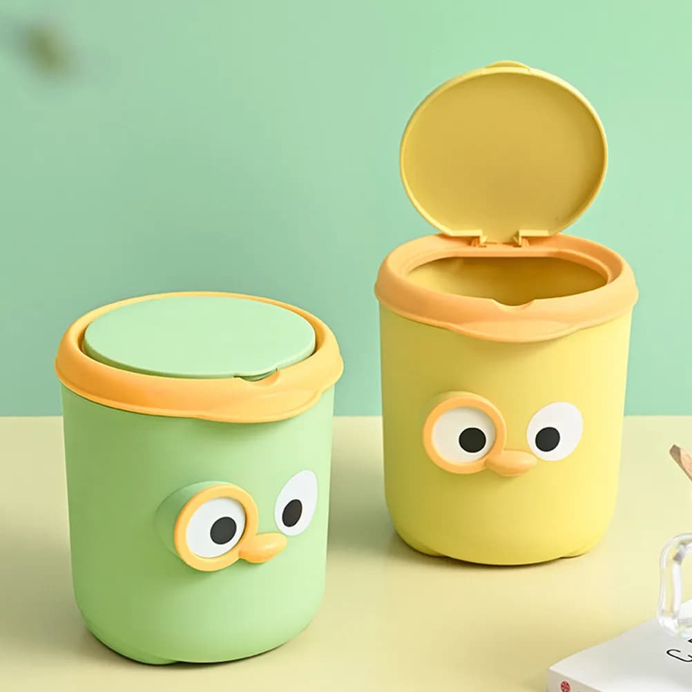 Desktop Trash Can Mini Bin Garbage Wastebasket Cute Cartoon PP Small Home Decor Storage Waste Basket Rubbish Can