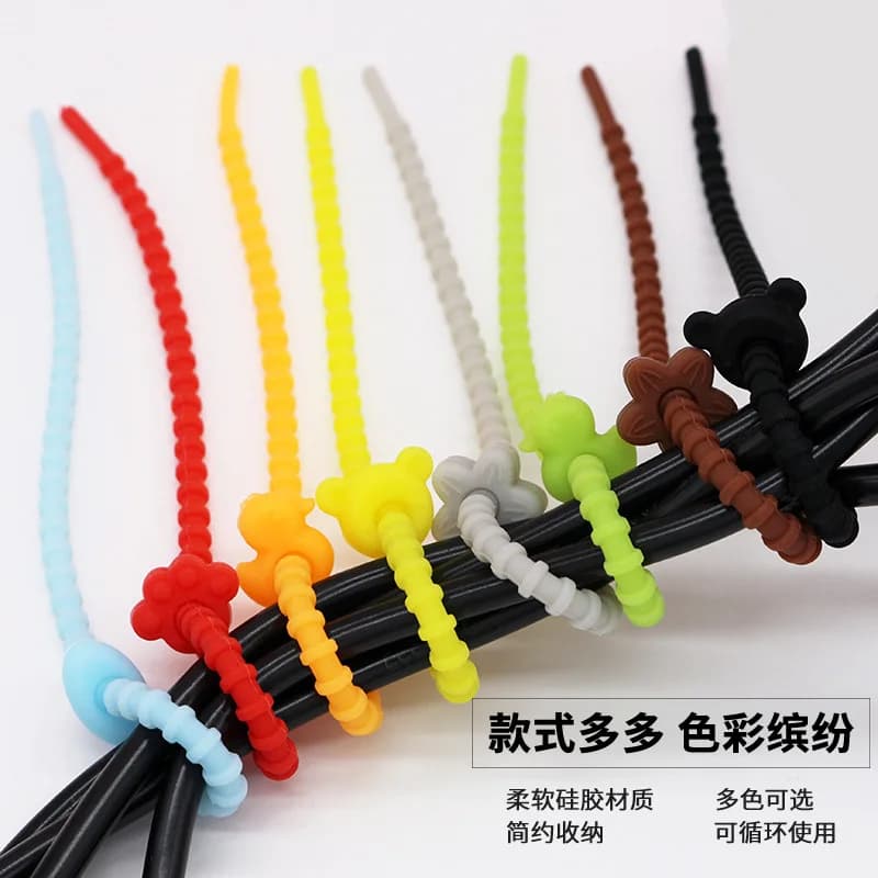 Fascetta per cavi in silicone Fascetta per cavi con cerniera autobloccante riutilizzabile per anello di fissaggio per cintura di rilegatura per organizer per cavi dati
