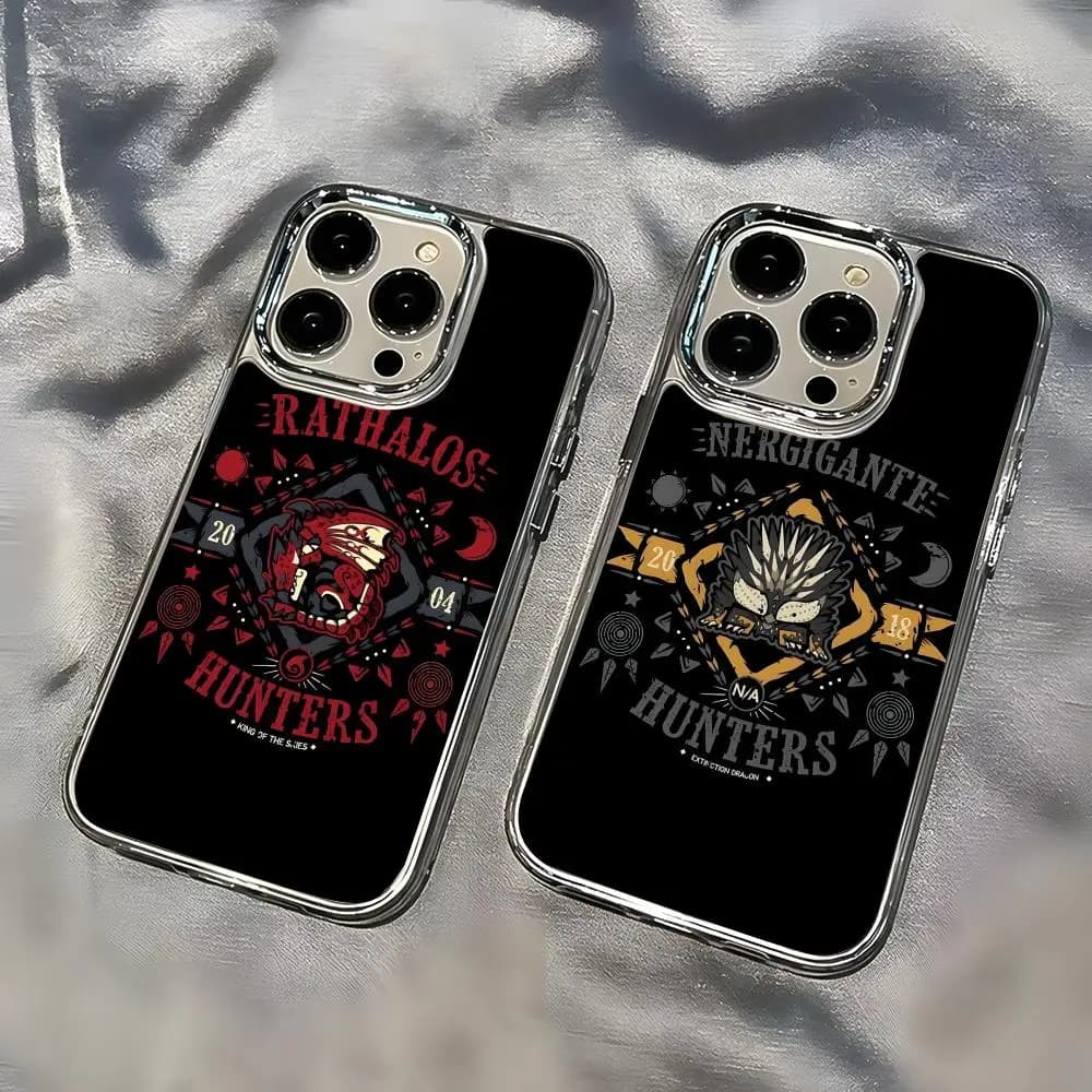 Monster Hunter Phone Case For iPhone17 16 15 14 13 12 11 Pro Max Plus Chrome Button Camera Ring Transparent Case