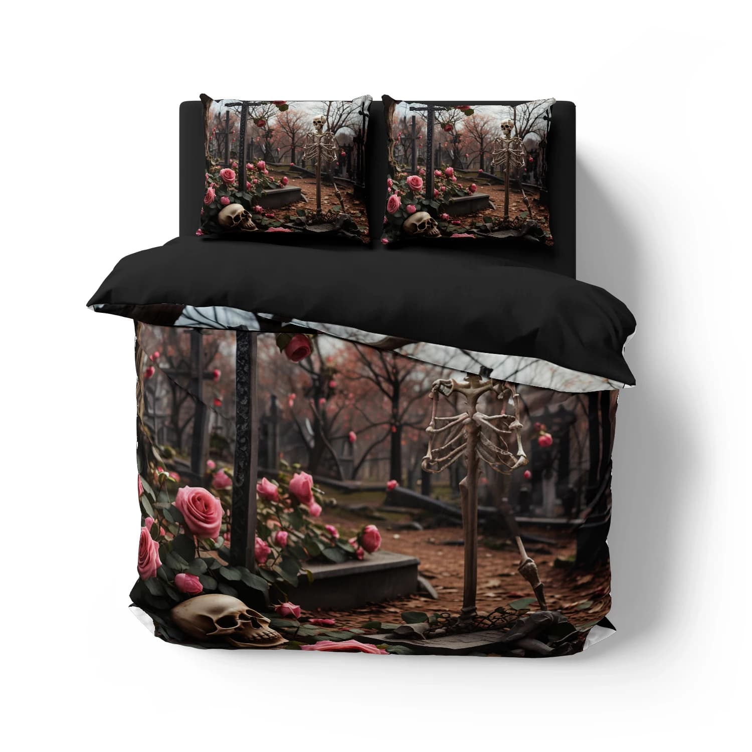 Set biancheria da letto con teschio e uccello Set trapuntato per cartoni animati Set copripiumino matrimoniale Queen King Twin Full Size Biancheria da letto bianca per ragazze per bambini