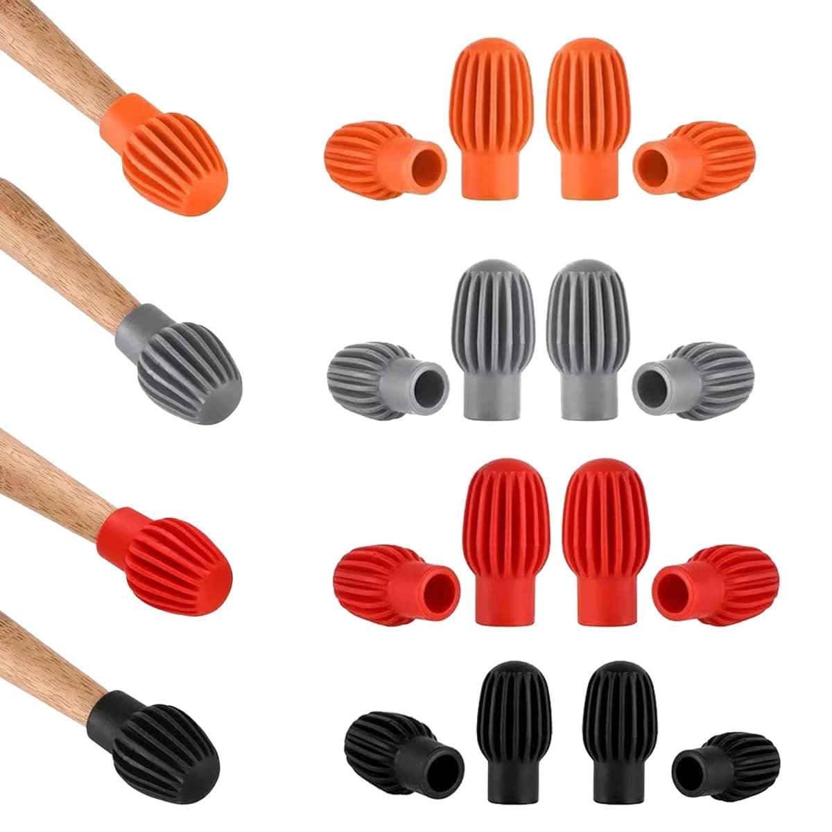 Miwayer 2/4/8 Pezzi Copritamburo in Silicone, Silenziatori per Attenuare il Suono, Coperture in Gomma per Bacchette per Pratica Silenziosa di Batteria