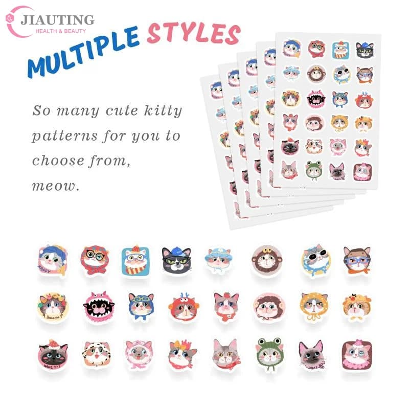 100 Pcs Cartoon Patch Cute Cat-Shaped Facial Concealer Patch Safe Non-Toxic Gentle And Non-Irritating Concealing