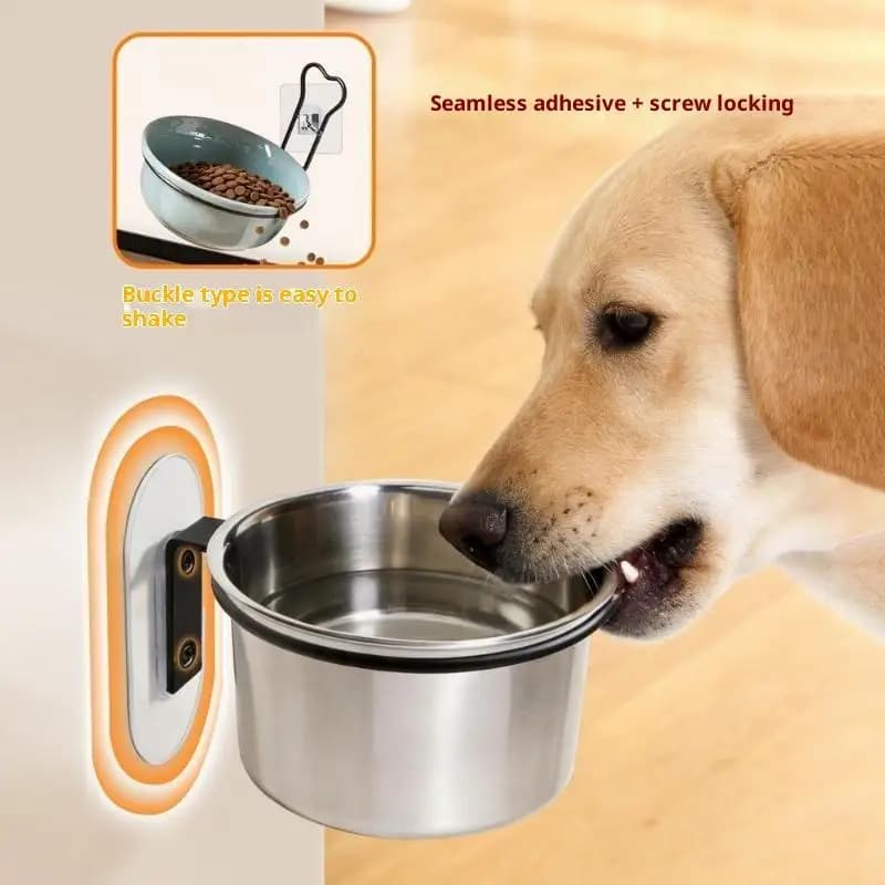 1Pcs Wall Mounted Foldable Stainless Steel Dog Bowl Adjustable Height Raised Pet Food Water Bowl Cat Feeder