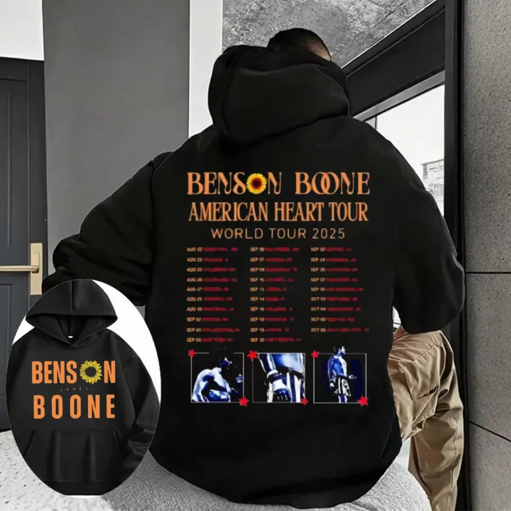 Winter Benson Boone American Heart Tour Wen Tai Graphics Hoodie Fashion Men Sportswear Cotton Hip Hop Pullover loose