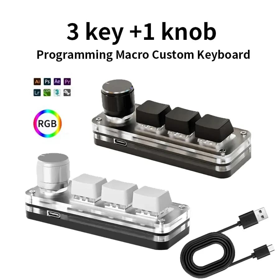 Tastiera meccanica macro RGB Mini Gaming Manopola di programmazione personalizzata Tastiere 3 tasti per Photoshop