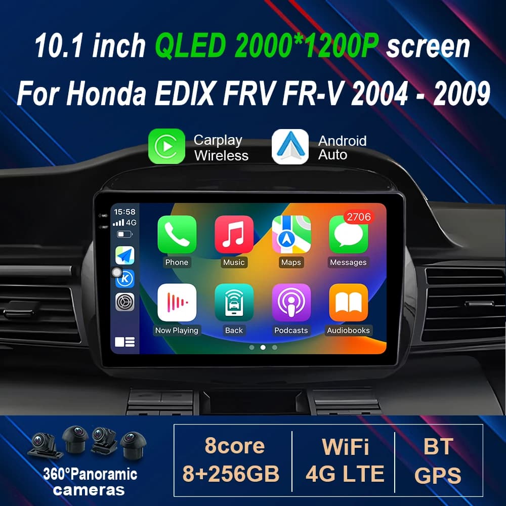 Android 14 per Honda EDIX FRV FR-V 2004 - 2009 Touch Screen Car Video Lettore video multimediale Wireless Carplay GPS DSP Stereo