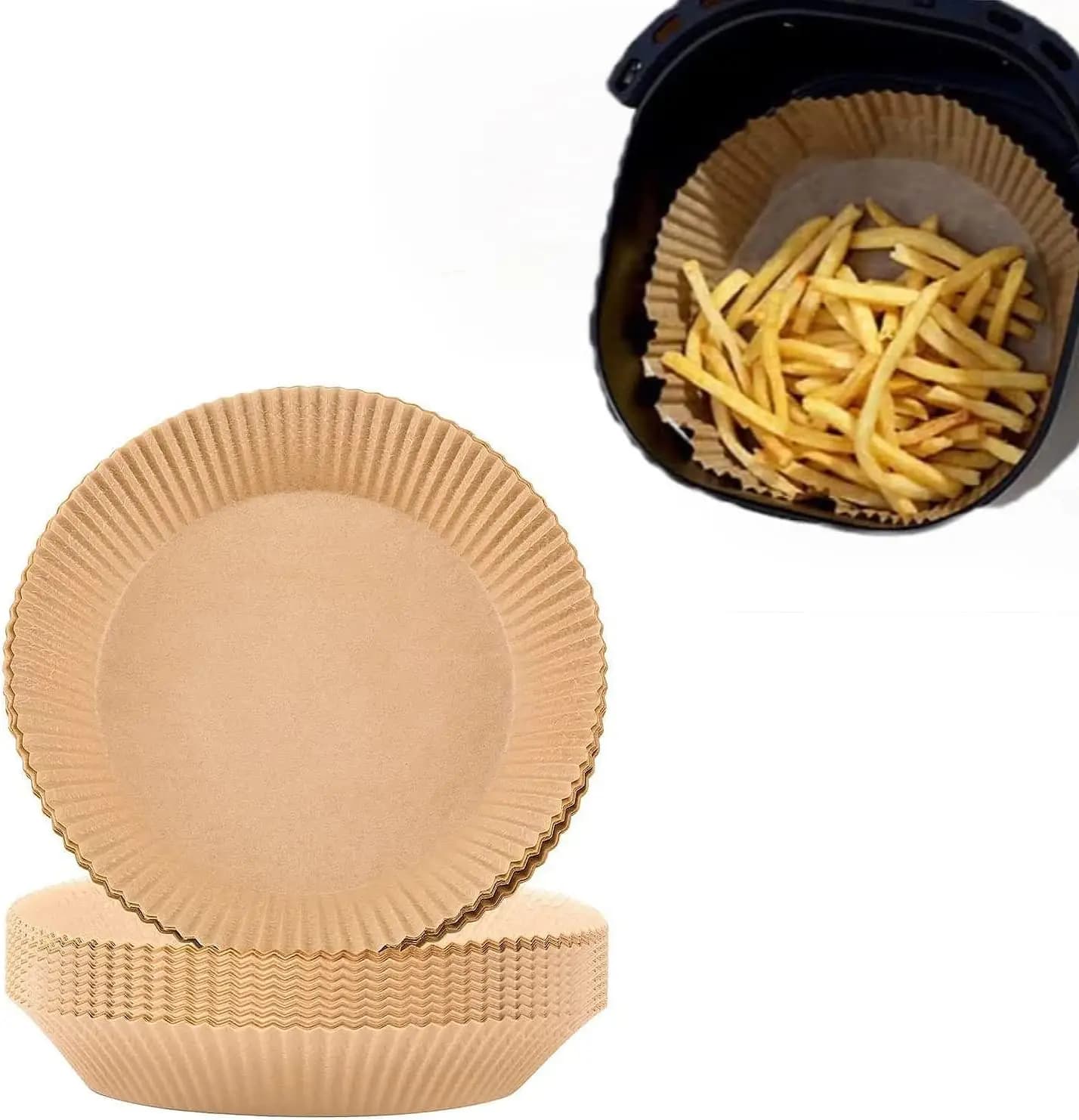 Fogli di Carta da Forno Monouso per Friggitrice ad Aria, 100 Pezzi, Antiaderenti, Resistenti all'Olio e per Alimenti