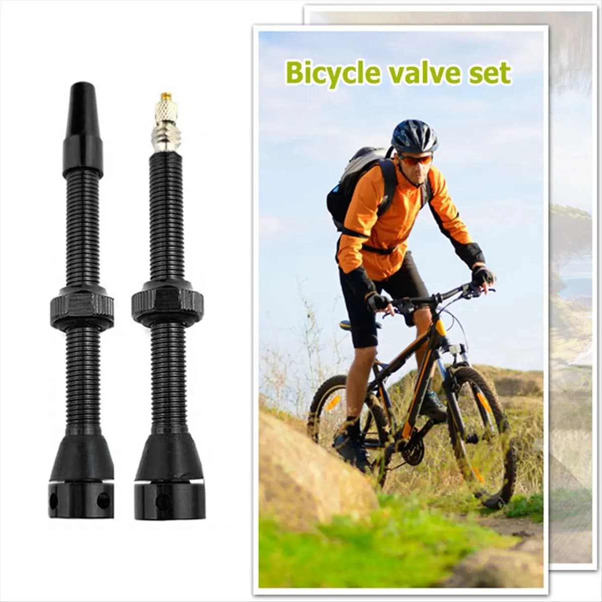 (ABHW) Valvola Tubeless per Bici, Set Valvole per Cerchi Tubeless MTB e Bici da Strada, Ricambi per Ciclismo, Accessorio Nero-44mm