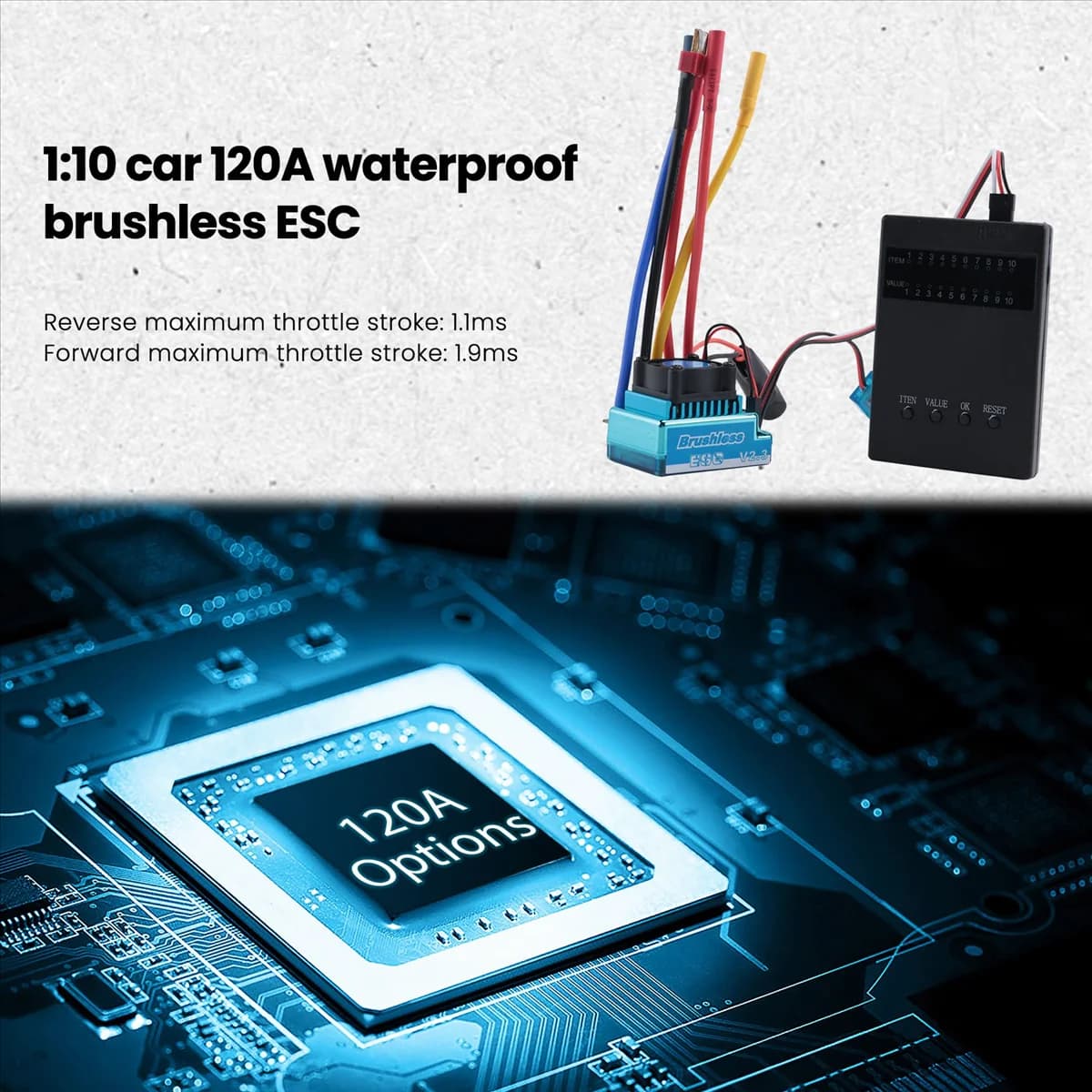 M85K 1:10 Car 120A Brushless impermeabile Esc + dettagli combinazione scheda programma, per auto RC 1/10