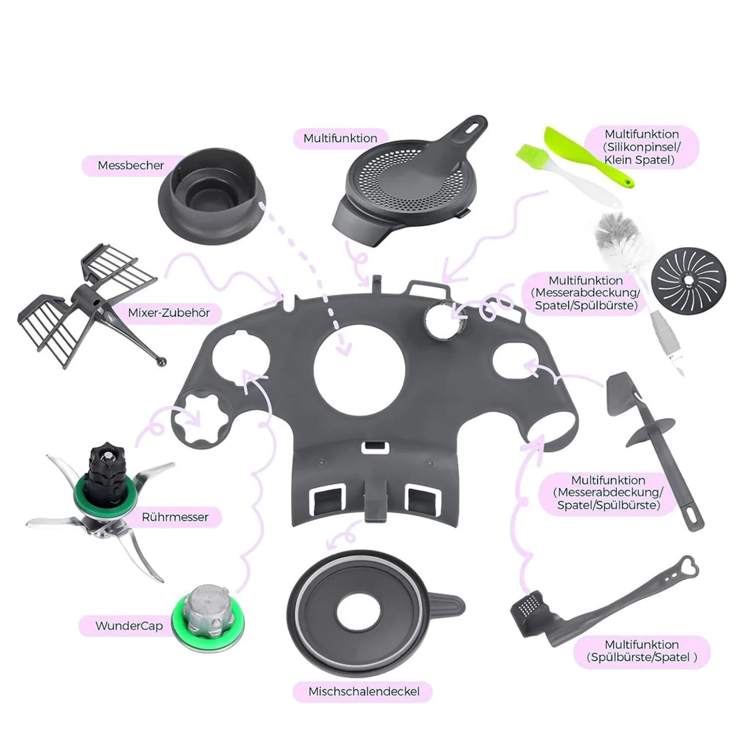 Supporto Organizzatore Multifunzionale per Cucina Compatibile con Thermomix TM5 TM6 TM7, Porta Accessori per Frullatore