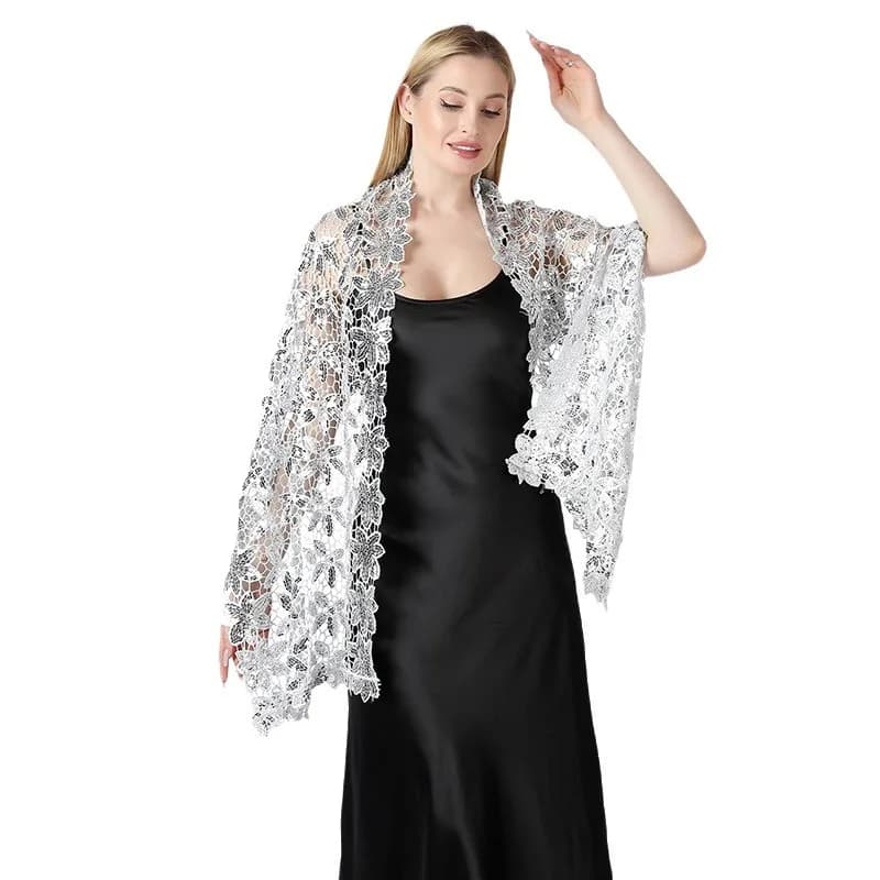 Eleganti scialle con paillettes per le donne, copricostume formale, scialli e impacchi per abiti da sera festa di nozze, scialle da sposa