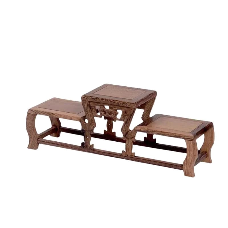 Wooden Decorative Shelves Figurine Vase Flower Pot Sorting Table Miniature Display Stand Bonsai Plant Shelf Standing Flower Base