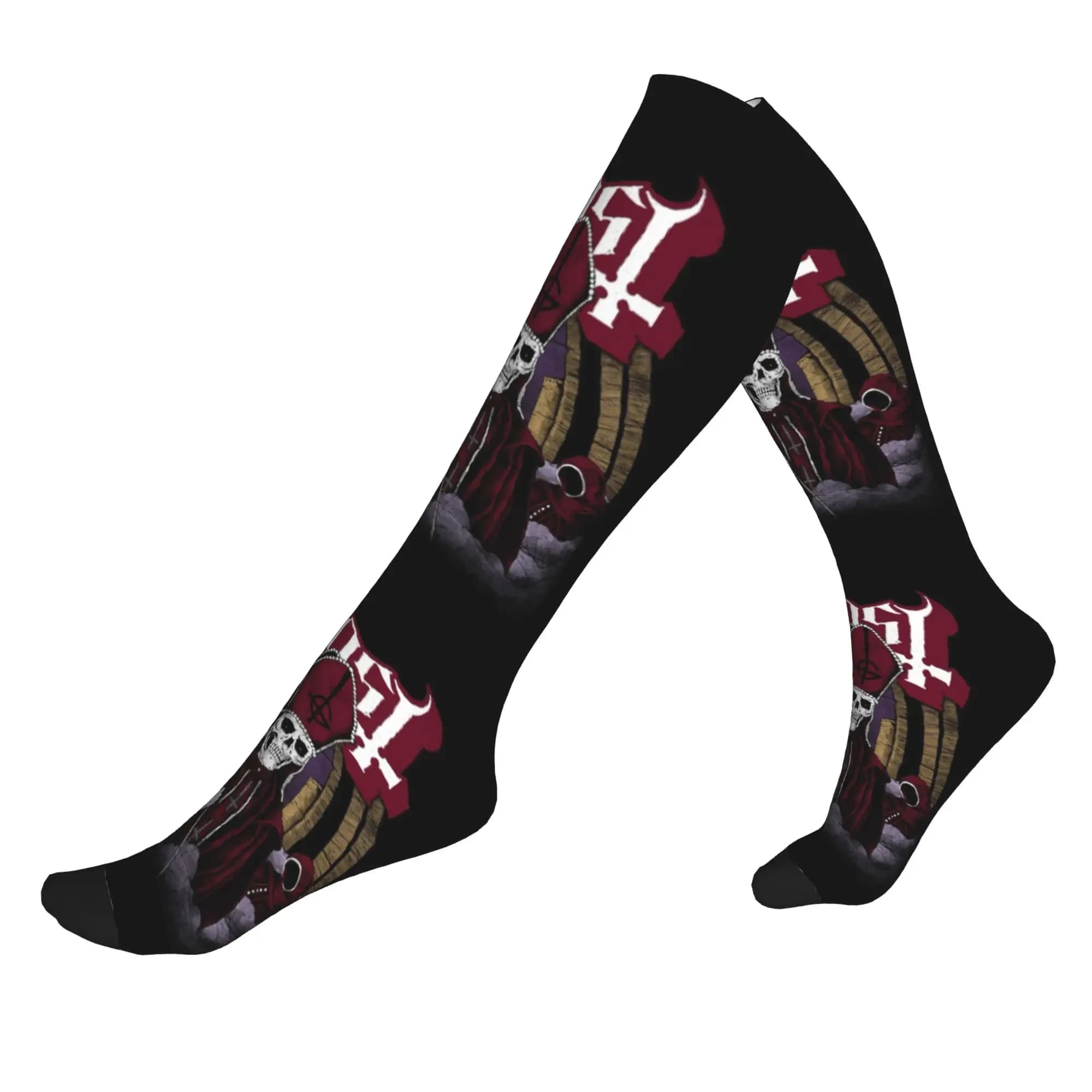 Divertenti calzini Impera Maestro Ghost Heavy Metal Rock Band per donna e uomo, calzini sportivi da basket con stampa 3D, calzini sportivi a compressione
