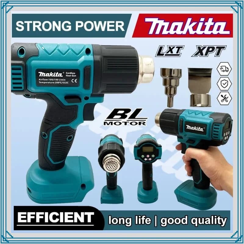 Pistola Termica Makita Control 550 ° Pistola ad aria calda portatile senza fili con display LED e funzione di saldatura a caldo
