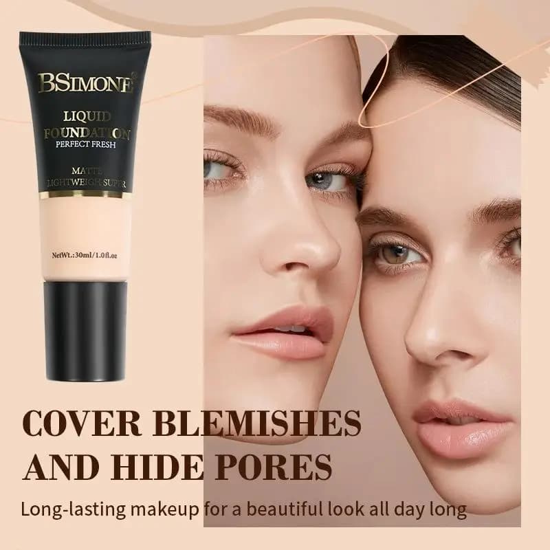 1Pc BSIMONE Long-Term Waterproof Oil Control Opaca Finish Liquid Corrector with Sponge Brush for Make-up