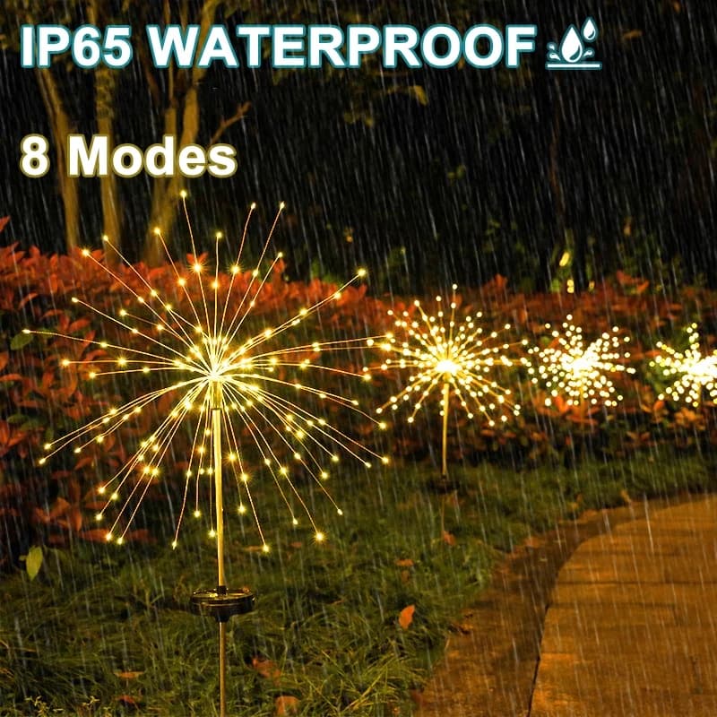 90 luci a LED per fuochi d'artificio a energia solare, decorazione da giardino, lucine, lampada da giardino impermeabile con tarassaco per esterni, per l'arredamento del giardino del patio