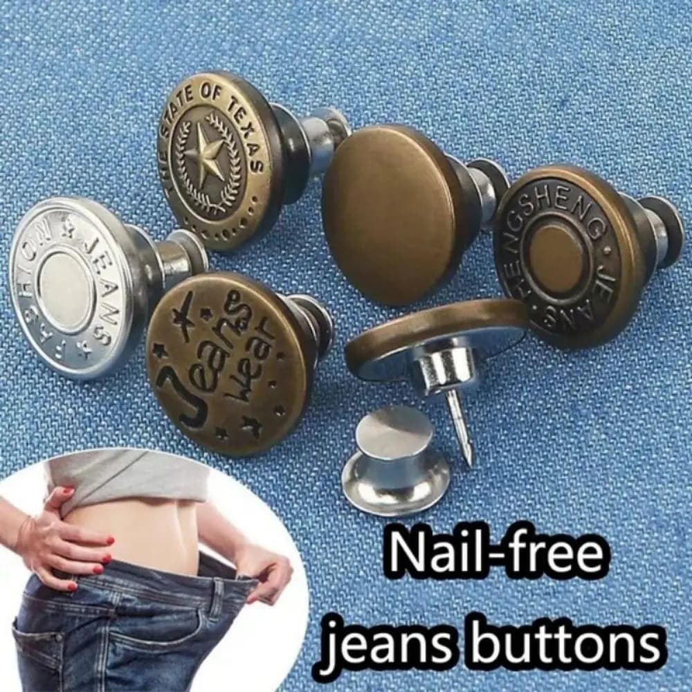 10Pcs/pack With Screwdriver Jeans Buttons Clothing Pants Sewing Accessories Waist Extenders Button 17mm Nail Free Waist Buckle