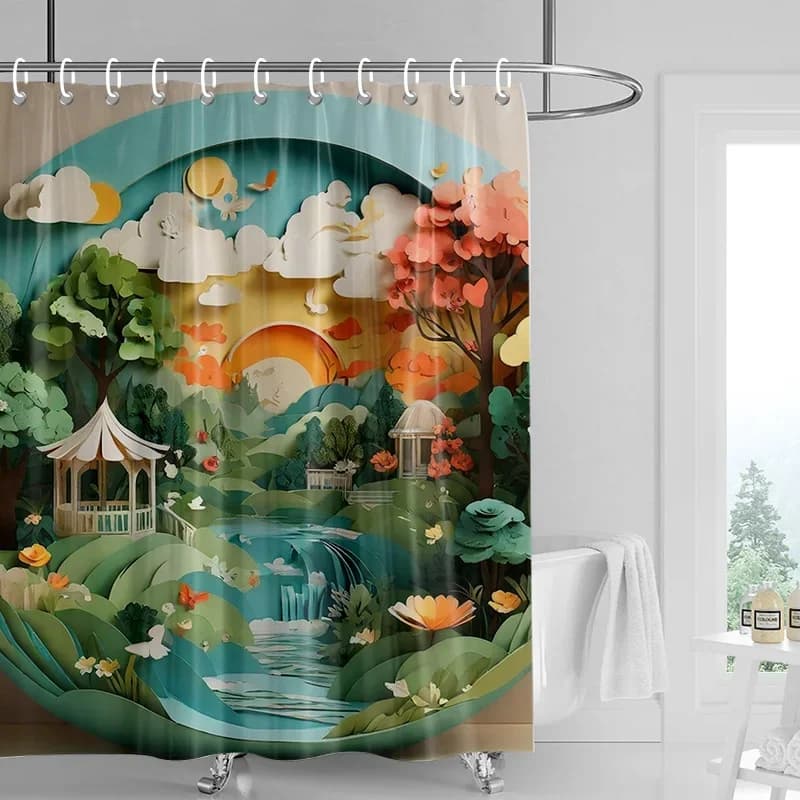 Tenda da doccia in rilievo con fiori 3D 180x200 cm Decorazione per bagno WC Tenda divisoria per piante tropicali Impermeabile