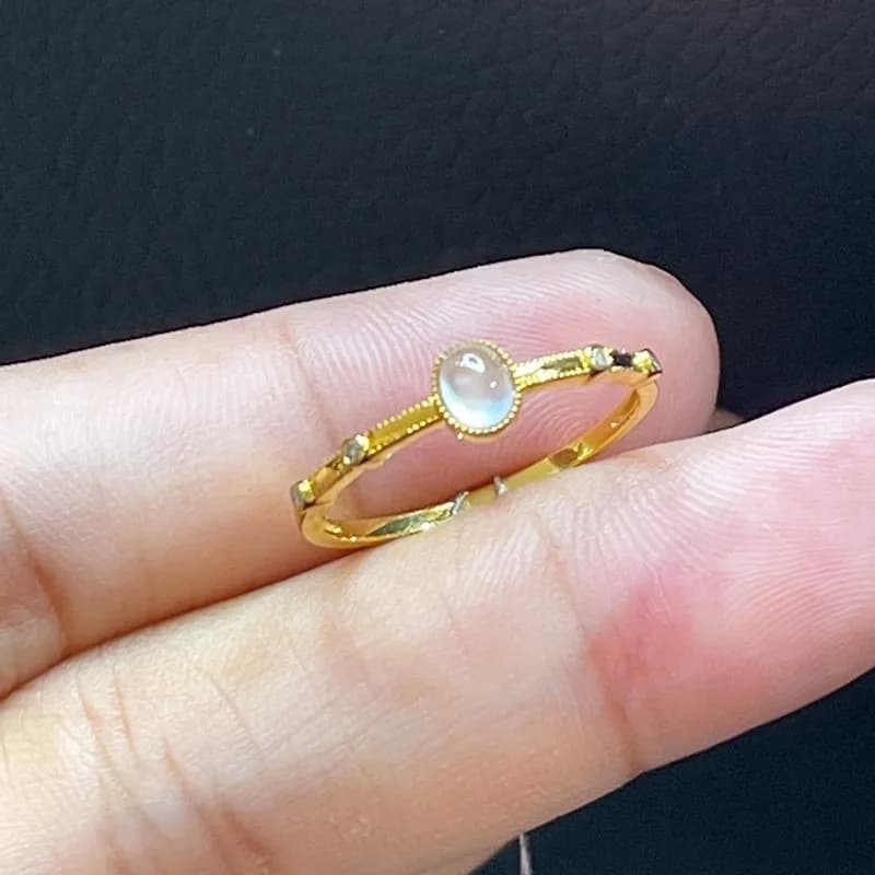 Simple Glass Inlaid Transparent Circular Glass Ring Light Luxury Adjustable Open Ring for Women Fashion Gold Color Jewelry