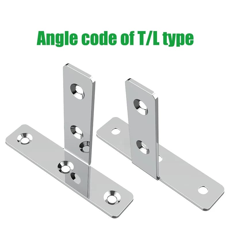 Il codice dell'angolo di flessione tipo L/7. Fissatore di collegamento per pannelli di legno in acciaio inossidabile, fissatore per tavolo e sedia in lamiera di ferro ad angolo retto.