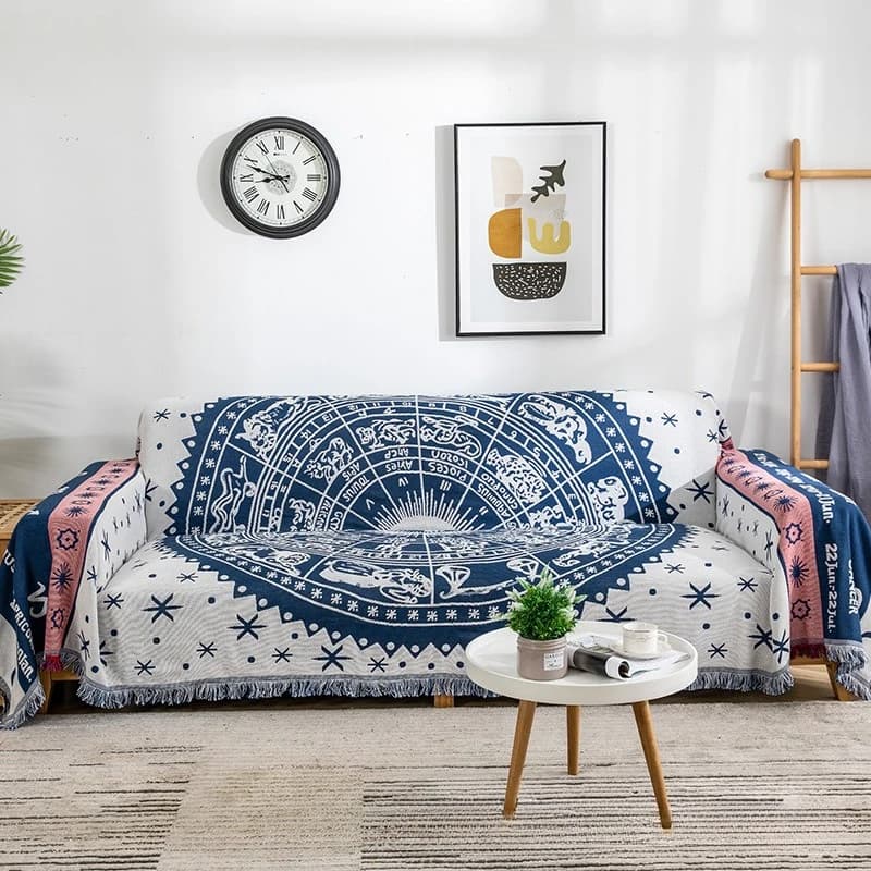 Coperta in tessuto jacquard Antipolvere Retro Plaid Inverno Cotone Lino Linea intrecciata Coperta in tessuto antiscivolo Divano a copertura totale