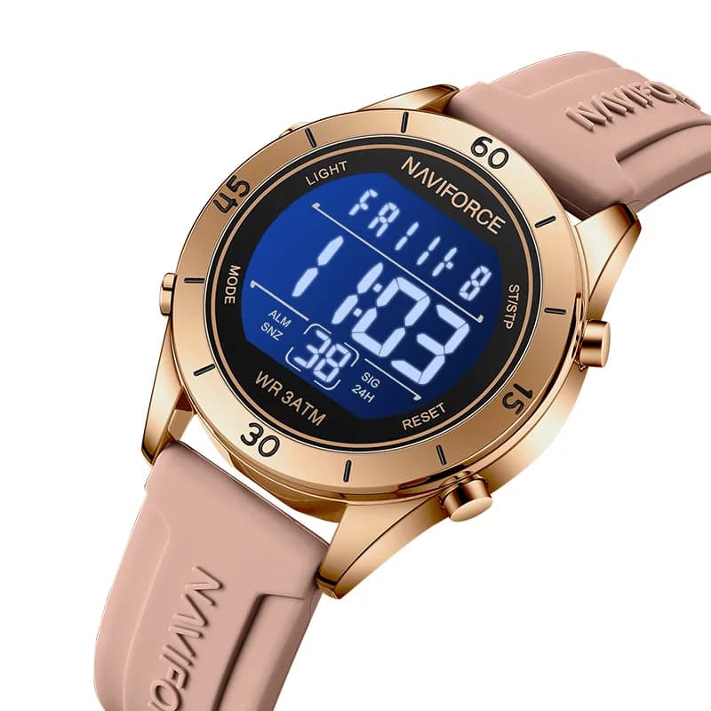 NAVIFORCE Women's Watch Fashion Sport Waterproof LCD Digital Day and Date Silicone Strap Electronic wristwatch Relogio Female