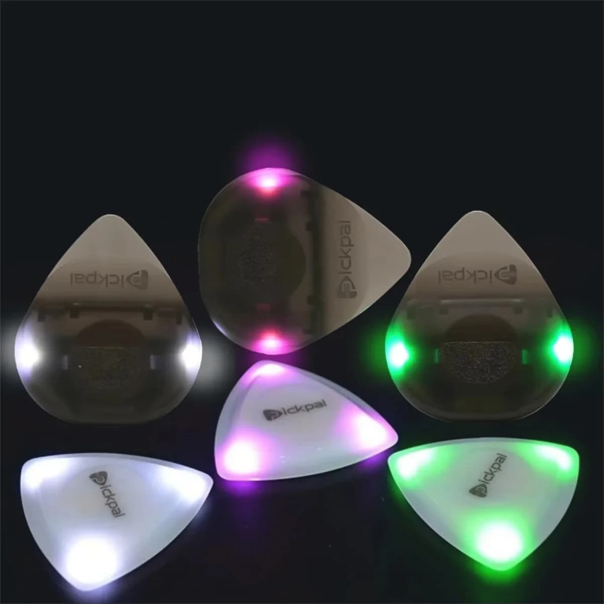 Miwayer Plettro per chitarra luminoso a LED - Plettri per chitarra elettrici a forma di cuore in ABS con opzioni di luce a tre colori (Bianco/Verde/Viola)