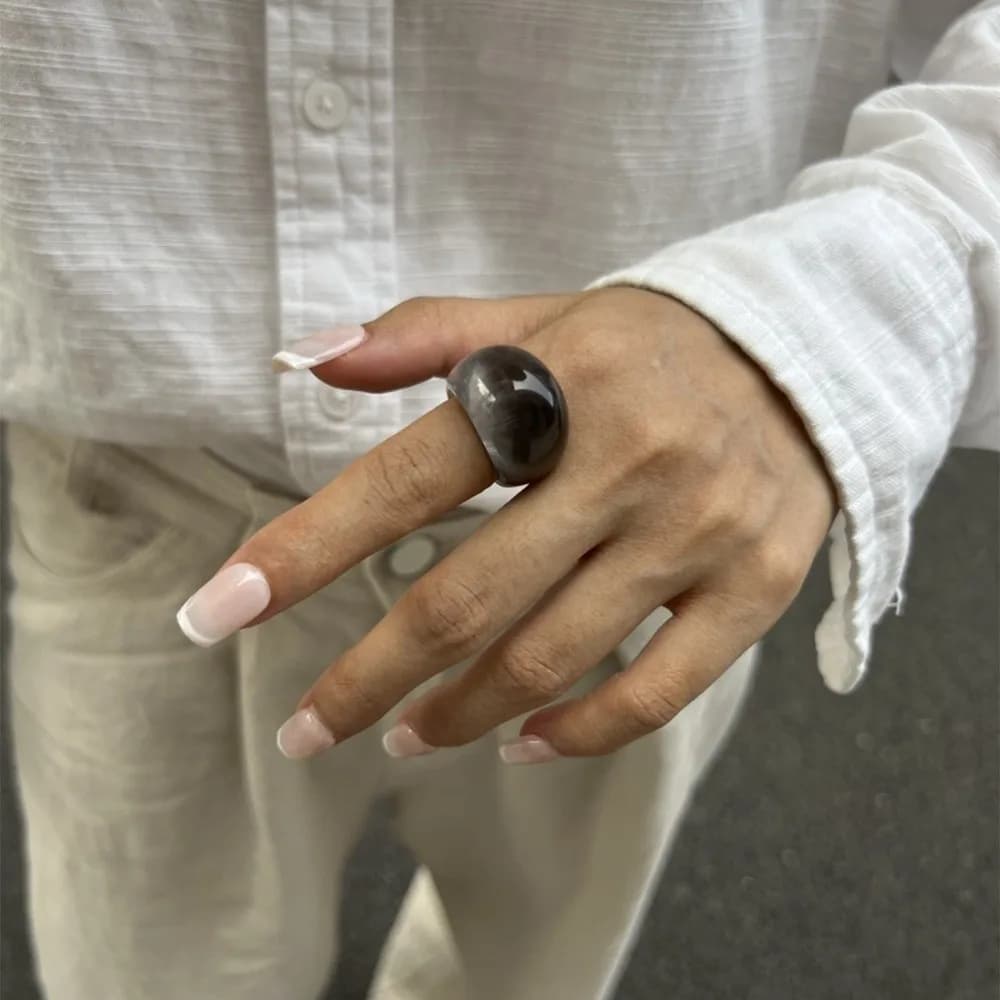 Unique Candy Color Transparent Resin Ring Multicolour Chunky Acrylic Geometric Ring Charm Dome Irregular Ring Gift