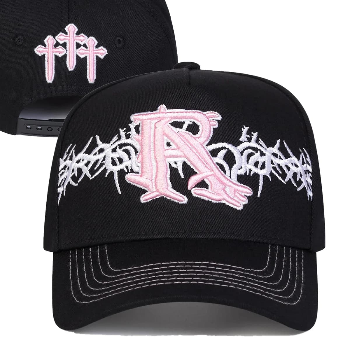Unisex R Cross Embroidery Baseball Caps Spring Autumn Outdoor Adjustable Casual Hats Sunscreen Hat Sports Cap