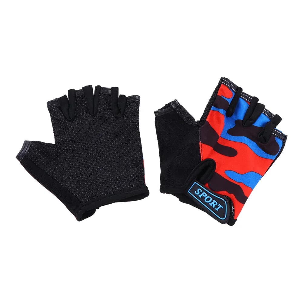 Ragazzi Anti-sudore Escursionismo Pattinaggio elastico Guanti da bici mimetici Guanti mezze dita Guanti da ciclismo per bambini Attrezzatura da equitazione