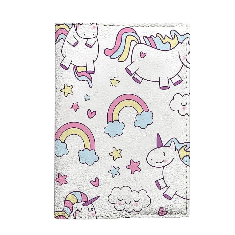 Porta Passaporto Unicorno per Bambini, Custodia da Viaggio con Arcobaleni e Stelle, in Pelle Vegana, per Documenti, Accessori Carini