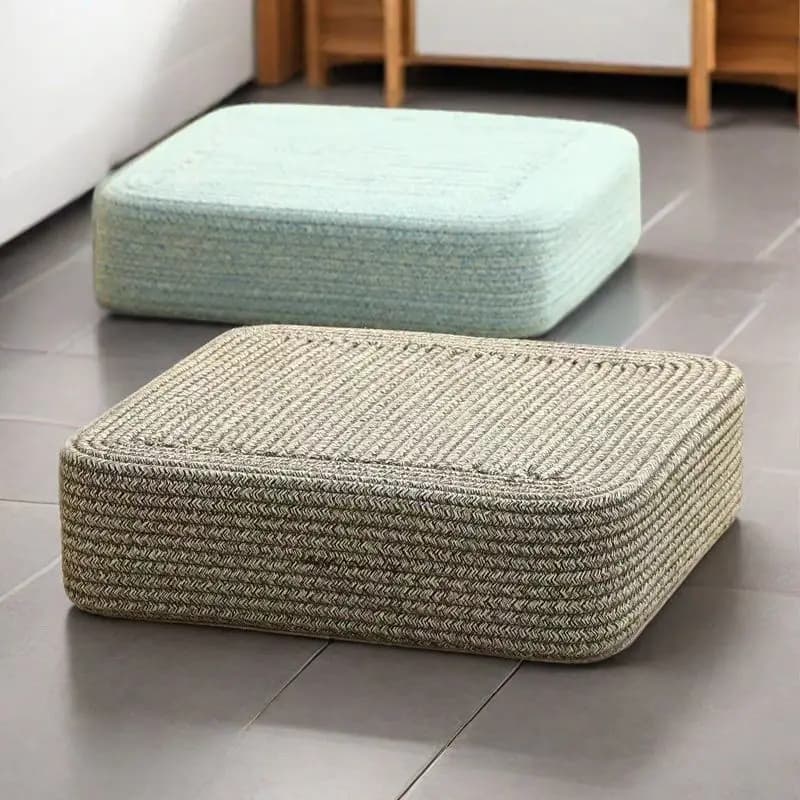Square Zafu Meditation Cushion, High Resilience Cotton Floor Pad for Balcony Bay Window Tatami, Zen Sitting Mat for Cross