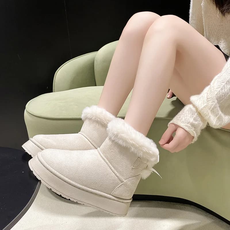 Stivali Invernali da Donna alla Moda con Suola Spessa e Fodera in Pelliccia, Scarpe da Neve Casual in Diversi Colori