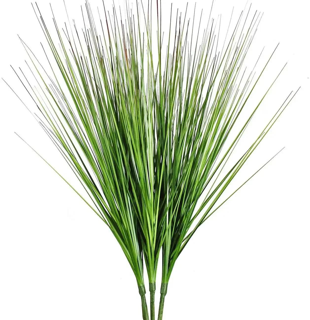 Verde di erba di cipolla artificiale, arbusti finti finti, fiori di piante, decorazioni di erba di grano, confezione da 1, 27"