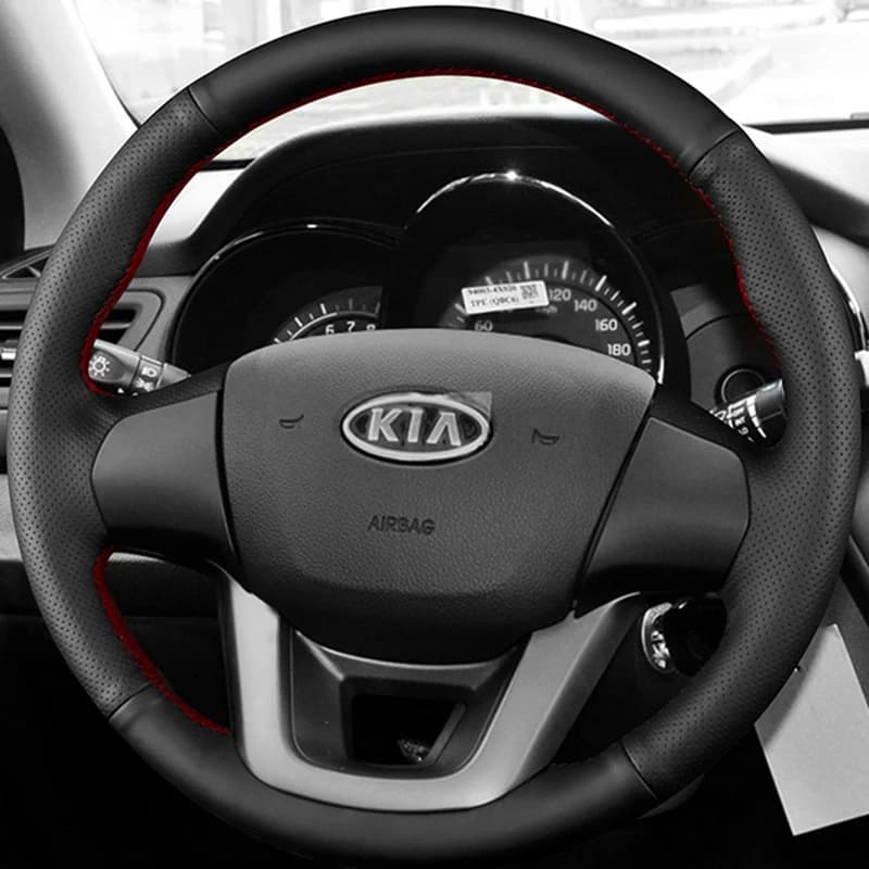 Anti-slip and wear-resistant car cover in black faux leather fai-da-te for auto parts Kia RIO 2011 2013 2014