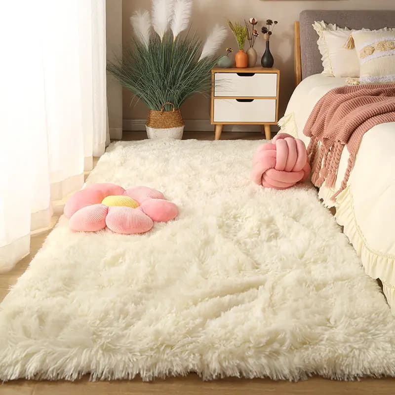 Long Hair Fluffy Area Rug Plush Fabric Carpet 160*230cm Non Slip Washable For Living Room Coffee Table Girl Bedroom Large Soft Decor