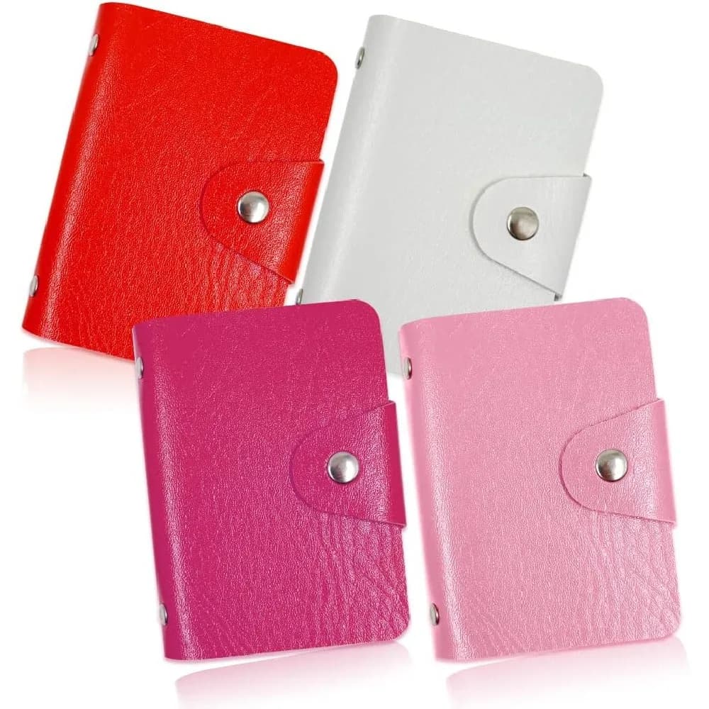 2 Pack RFID Blocking Card Holder Wallet, PU Leather Multi Slots Credit Card Protector, Snap Button Mini Card Case for ID Bank Cards Business Cards Travel Women Men Gift