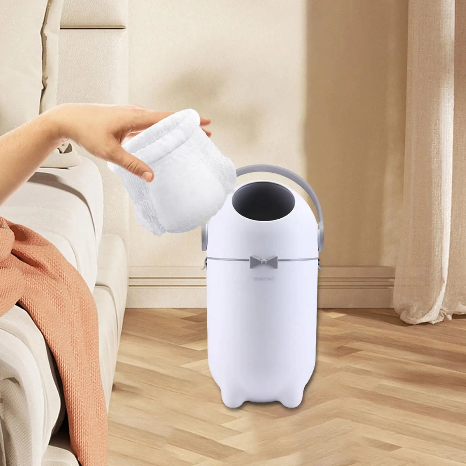 15 L Diaper Trash Can Rubbish Can with Lid Simple Wastebasket Garbage Bin Waste