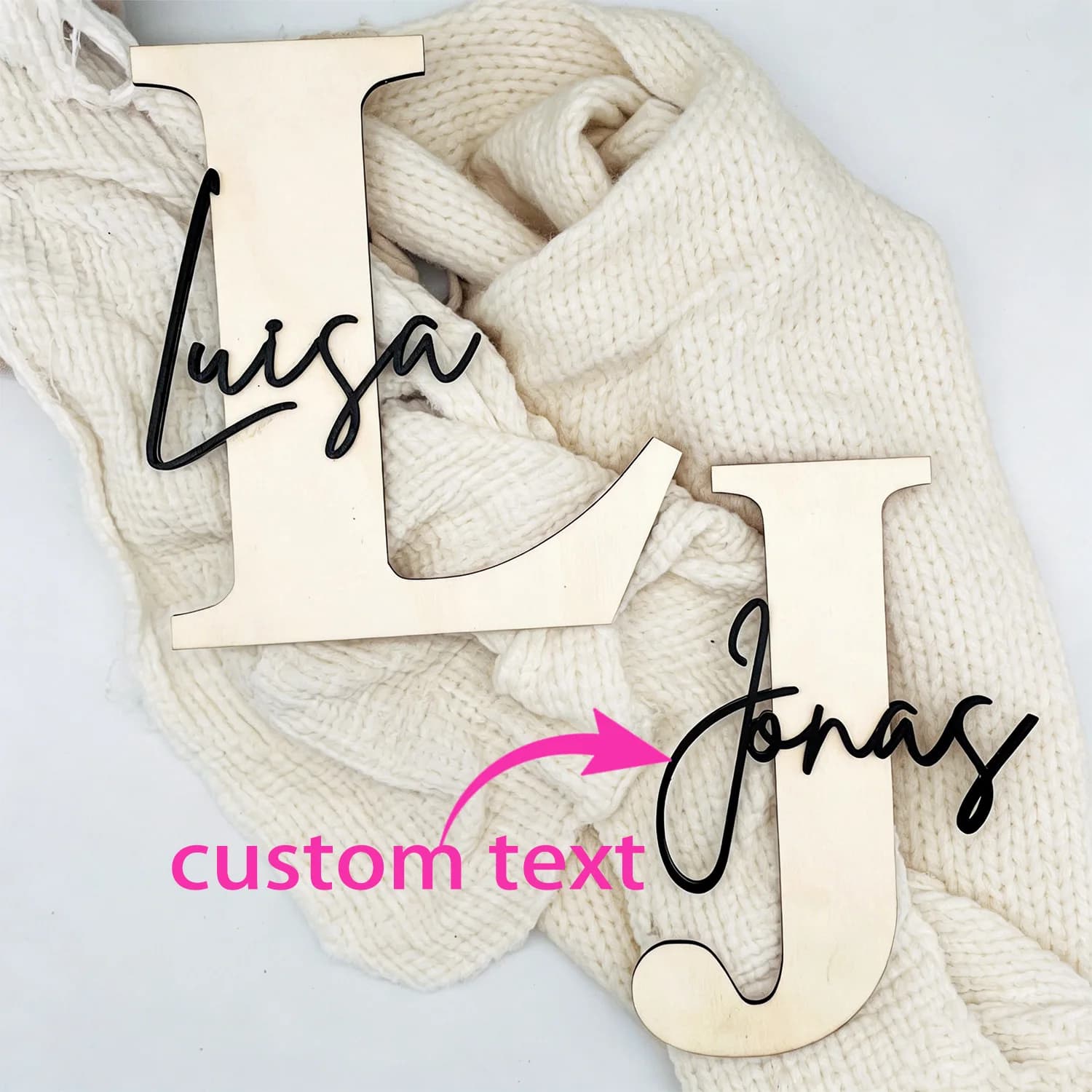 1pc Personalized Customized Double-layer Wooden Surname Brand, Wall Decoration, Baby Room Decoration, Multi Scene Decoration
