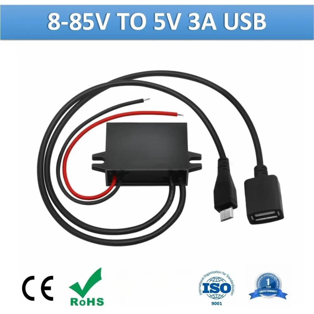 Convertitore USB step down DC DC 12V 24V 36V 48V 60V 72V 80V a 5V Uscita da 8-85V a 5 Volt Con alimentatore per caricabatteria da auto impermeabile