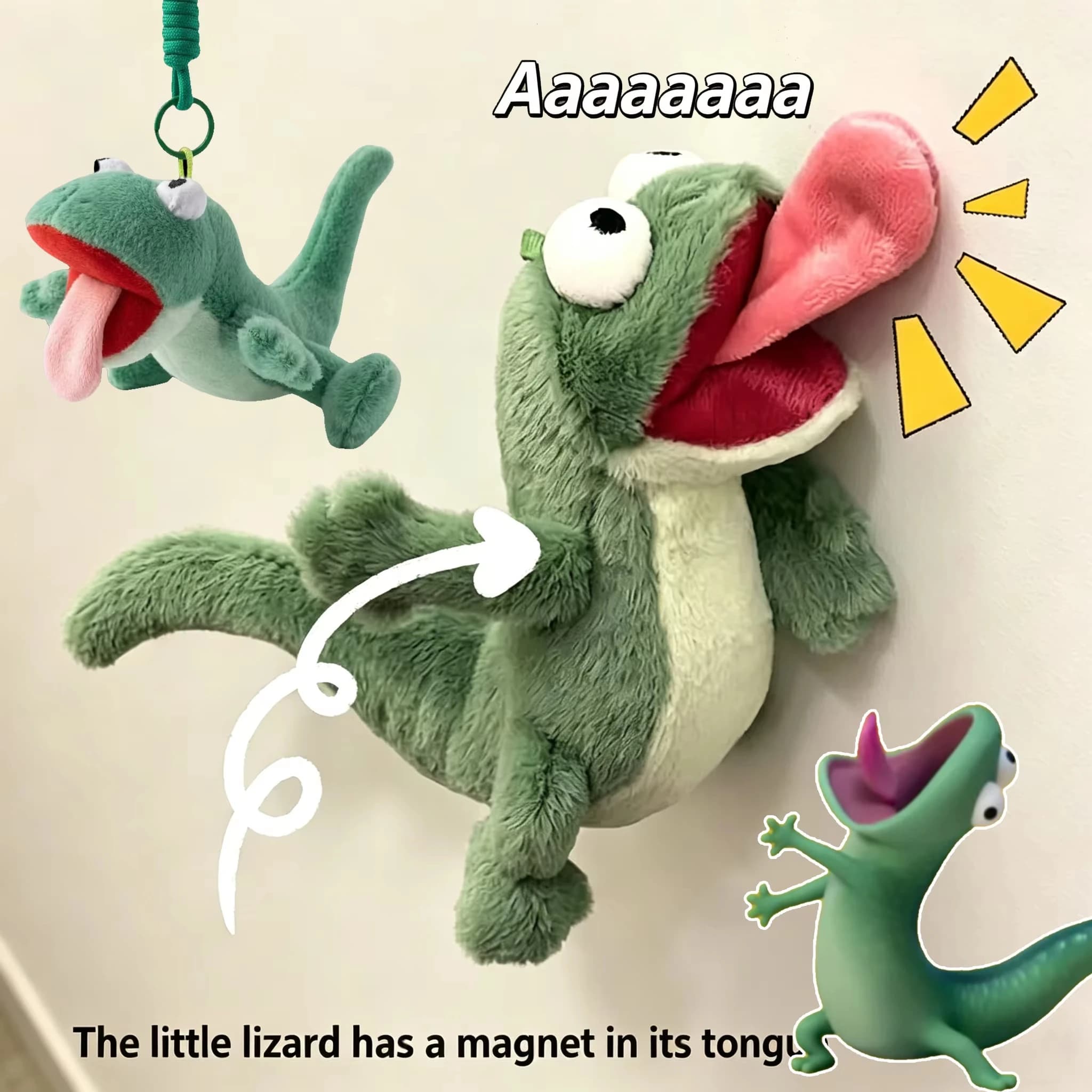 Magnetic lizard shaped jacket with sound, funny abstract toy, hanging ornament and desk decoration, language with magnet, surprise gift